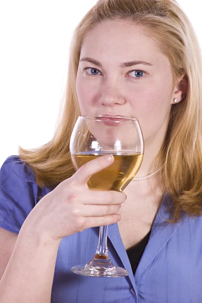 Şarap güzel bir kadınla — Stok fotoğraf