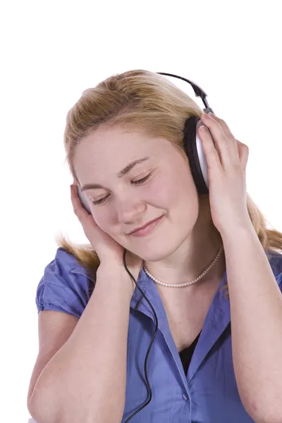 सुंदर मुलगी संगीत ऐकणे — स्टॉक फोटो, इमेज