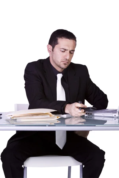 Businessman at His Desk Working Royalty Free Stock Photos