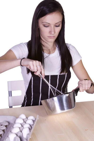 Hermosa adolescente preparando comida — Foto de Stock