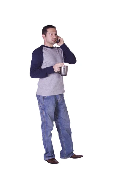 Homme méditerranéen Fumer et boire — Photo