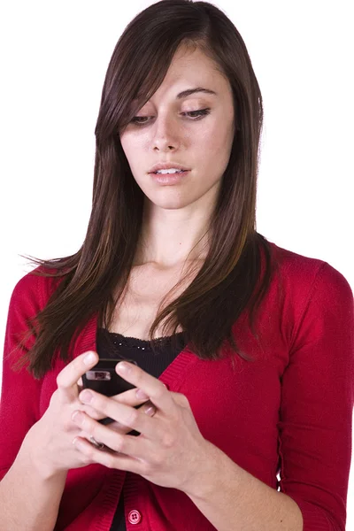 Mooi meisje texting — Stockfoto