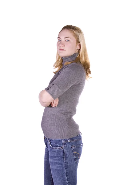 Cute Woman with her arms crossed — Stock Photo, Image