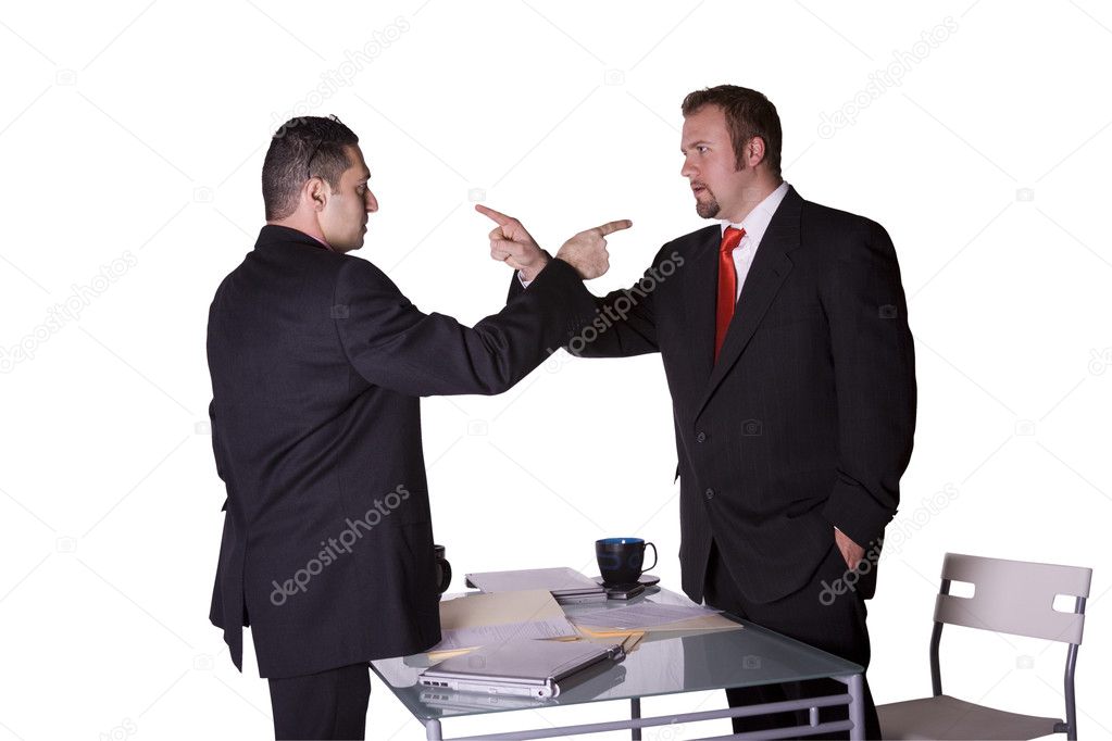 Businessmen Fighting Across the Desk