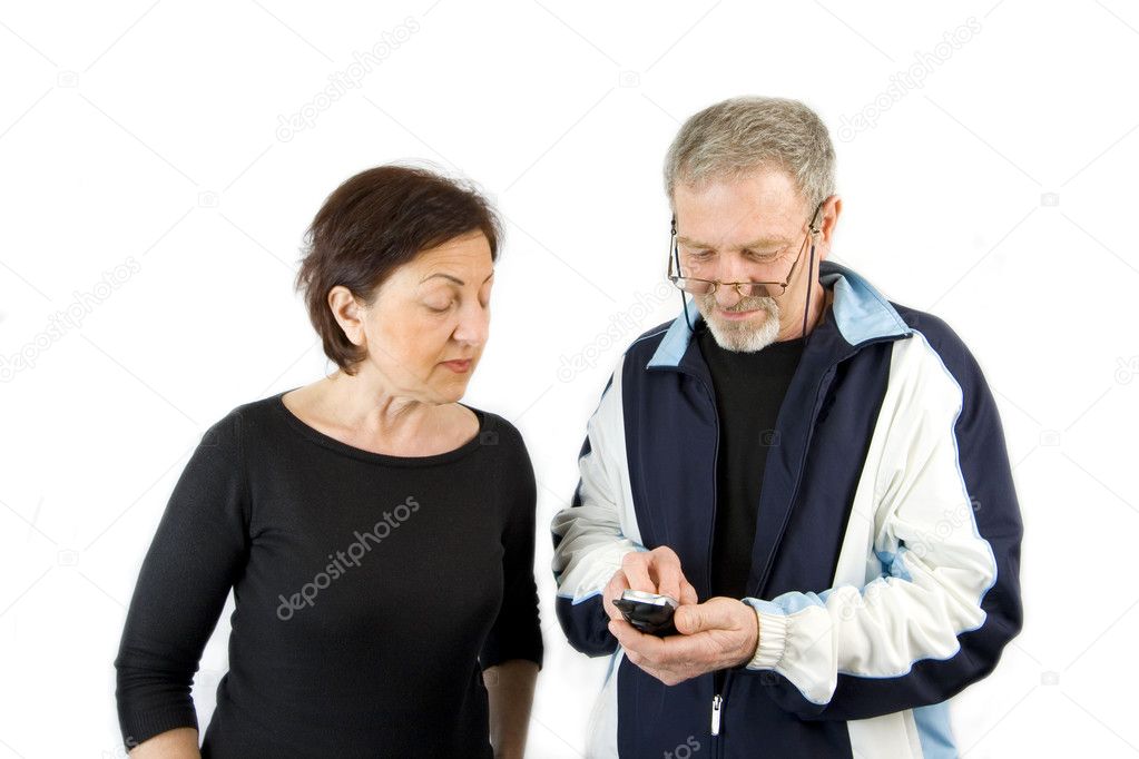 Couple checking the text message
