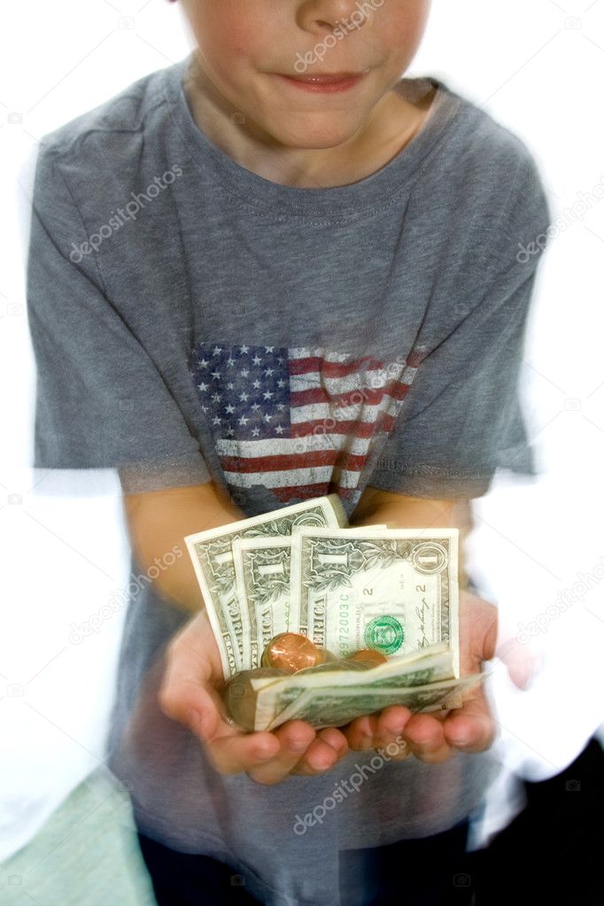 Little Boy Holding Money