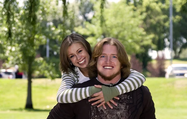 stock image Young couple looking at park