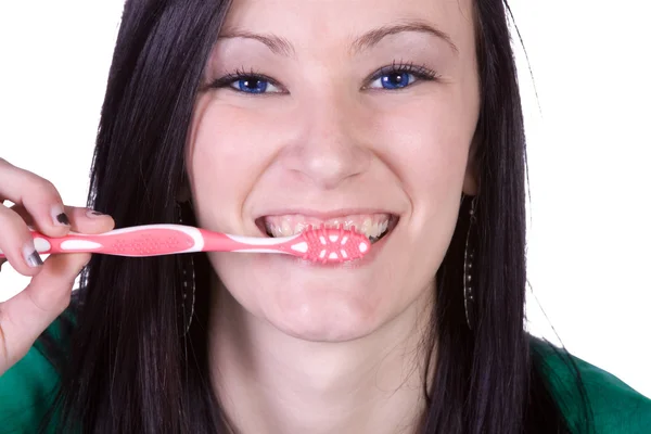 stock image Close up of a beautiful woman brushing