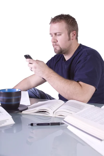 College Student with Books on the Table — Stock Photo, Image
