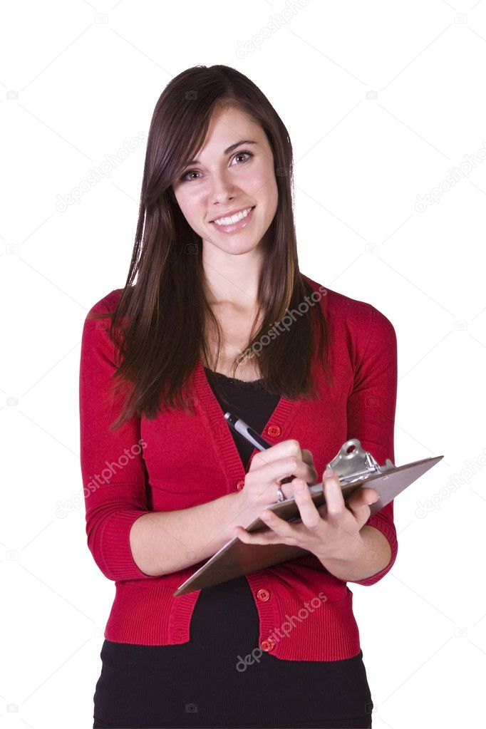 Beautiful Girl With a Clipboard