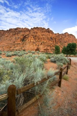 Hiking Path in Snow Canyon with Rails clipart