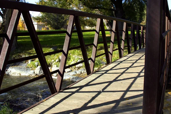 Zblízka na mostě v parku — Stock fotografie
