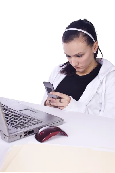 Concerned Teenage Girl Texting — Stock Photo, Image