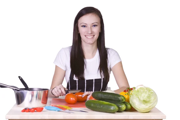 Lindo adolescente preparando comida — Foto de Stock