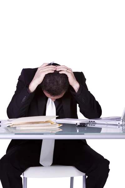 Frustrado empresário em sua mesa — Fotografia de Stock