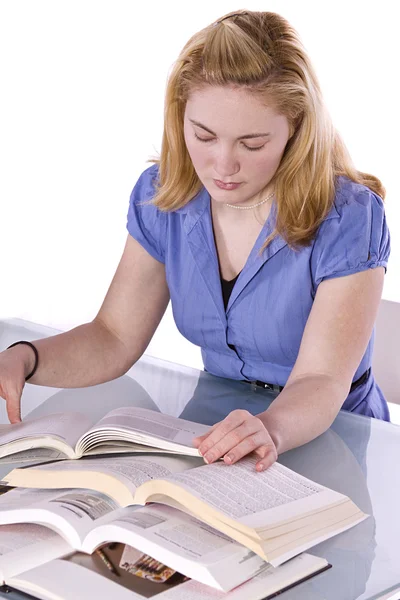 Cute Woman Studying at her Desk — Stock Photo, Image