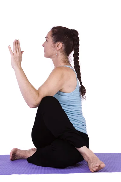 Žena v pozici jógy — Stock fotografie