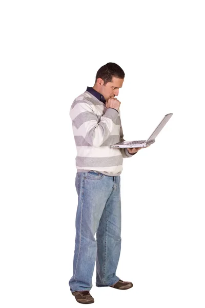 Homme d'affaires Poser avec son ordinateur portable — Photo