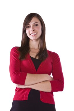 Cute Woman with her arms crossed clipart