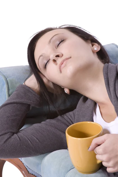 Stylish Cute Girl Sleeping on the Couch — Stock Photo, Image