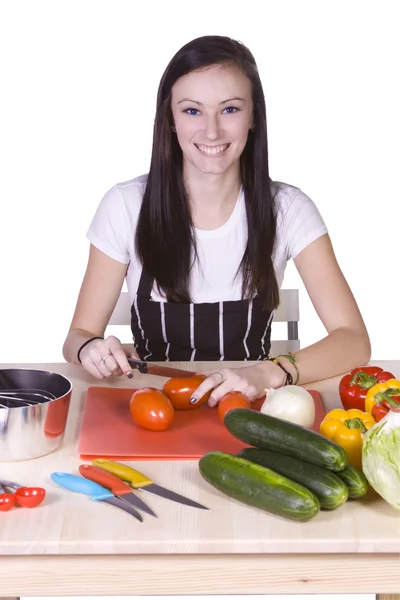 Lindo adolescente preparando comida —  Fotos de Stock