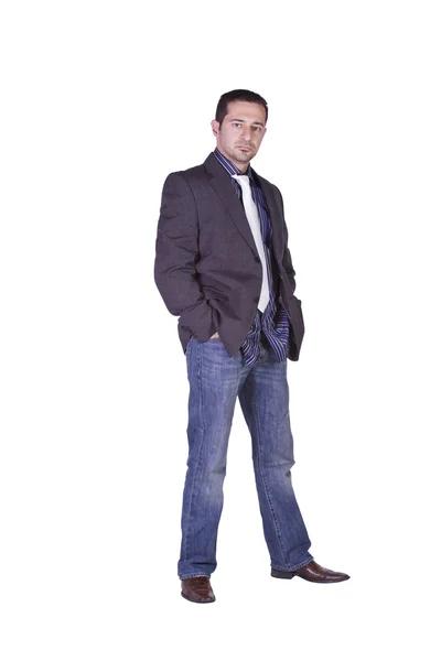 Casual adam bir ceket poz ile — Stok fotoğraf