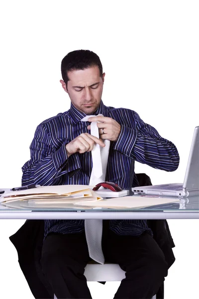 Empresário em sua mesa de trabalho — Fotografia de Stock