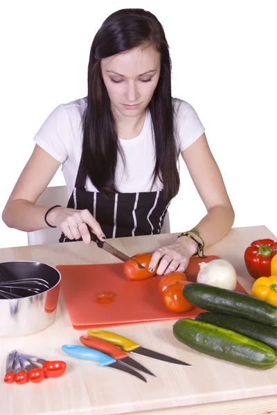 Lindo adolescente preparando comida — Foto de Stock