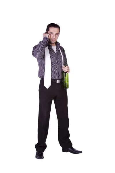 Empresário comemorando com um copo — Fotografia de Stock