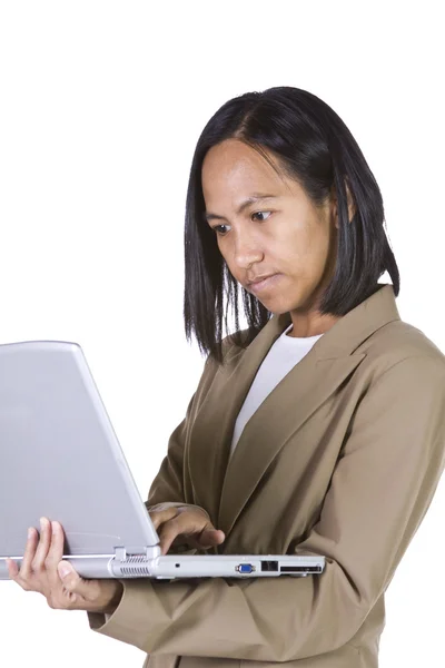 Businesswoman Holding a Laptop — Stock Photo, Image