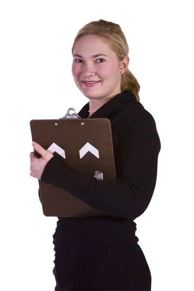 Beautiful Girl With a Clipboard — Stock Photo, Image