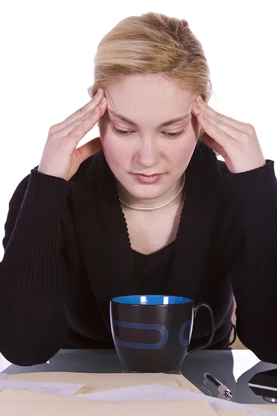 Mujer con dolor de cabeza — Foto de Stock