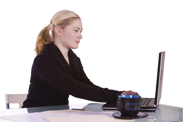 Businesswoman at Her Desk Working — Stock Photo, Image