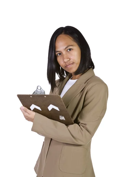 Businesswoman With a Clipboard — Stock Photo, Image