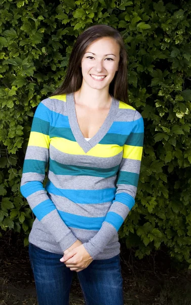 stock image Beautiful Teenager with Leaves