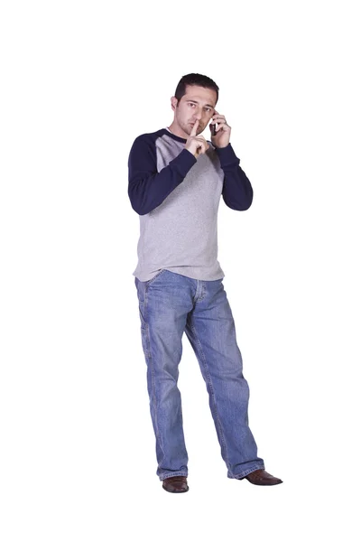 Akdeniz adam telefonda konuşurken — Stok fotoğraf