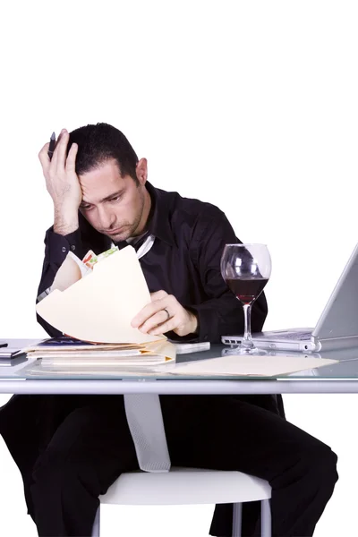 Stressed Businessman at His Desk — Stock Photo, Image