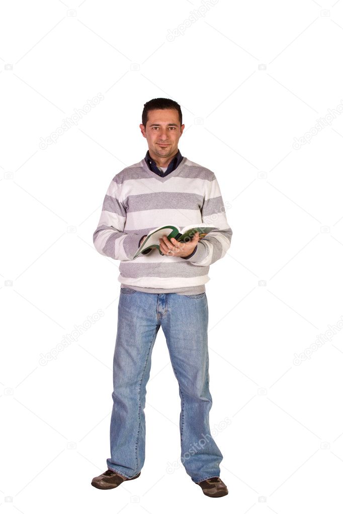 Casual Man Reading a Book