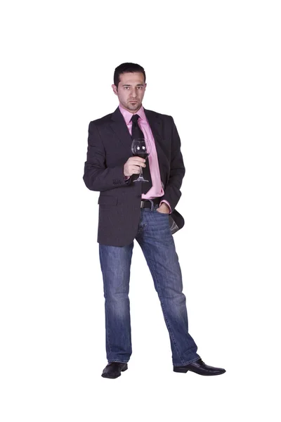 Uomo d'affari che festeggia con un bicchiere — Foto Stock