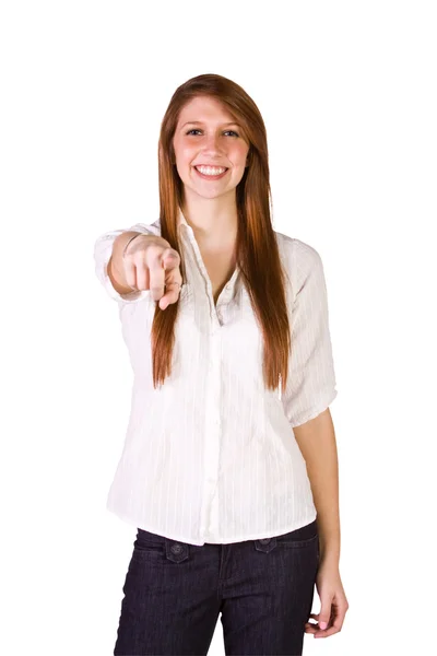 Krásná dívka dává palec — Stock fotografie
