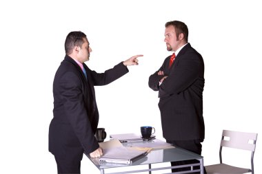 Businessmen Fighting Across the Desk clipart