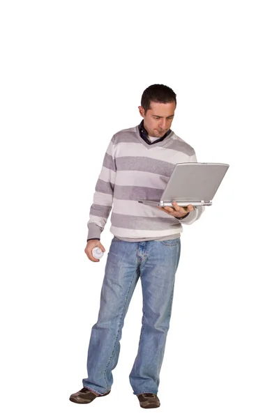 Biznesmen z jego laptop — Zdjęcie stockowe