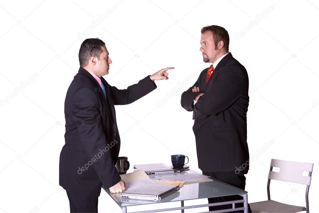 Businessmen Fighting Across the Desk