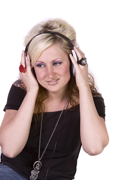 Menina bonito ouvir música — Fotografia de Stock