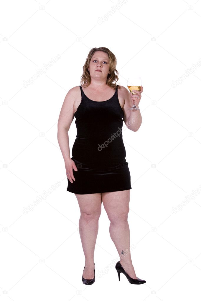 Beautiful Woman Standing Up with Wine