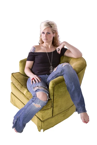 Imagem artística de uma mulher sentada — Fotografia de Stock