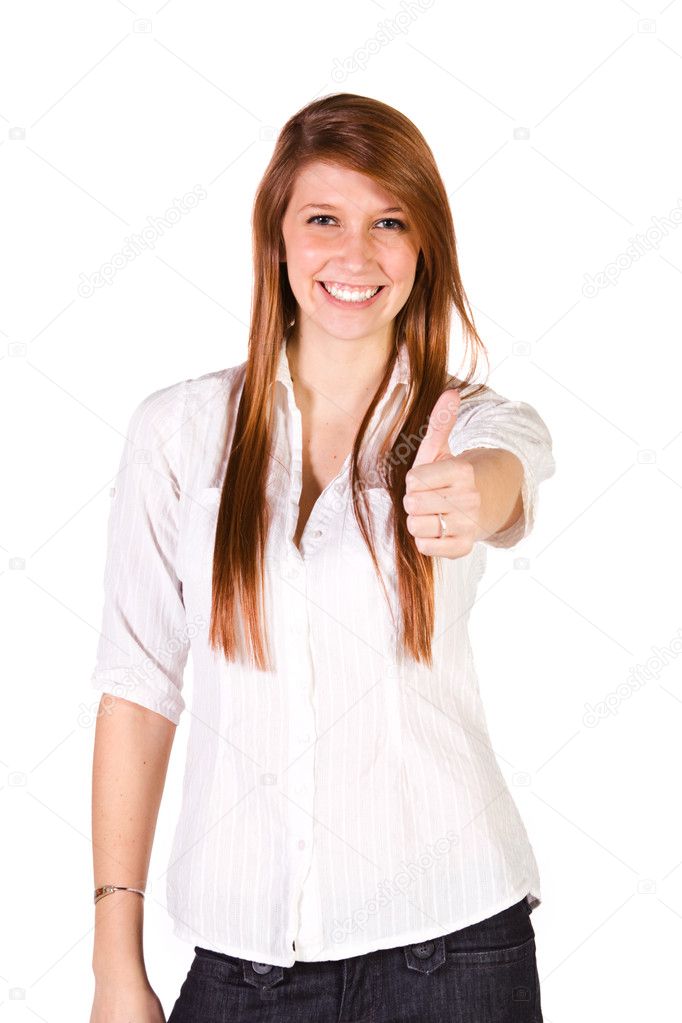 Beautiful Girl Giving the Thumbs Up