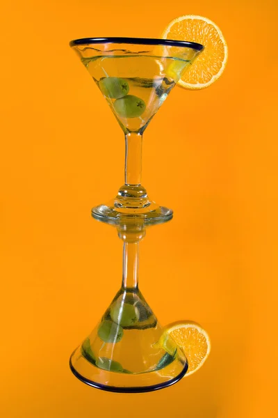Martini Glass on a Mirror — Stock Photo, Image