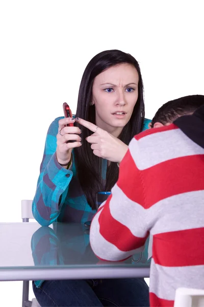 stock image Boy and Girl on a Date Fighting