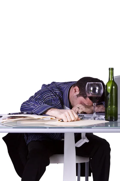 Podnikatel na jeho stole spí — Stock fotografie
